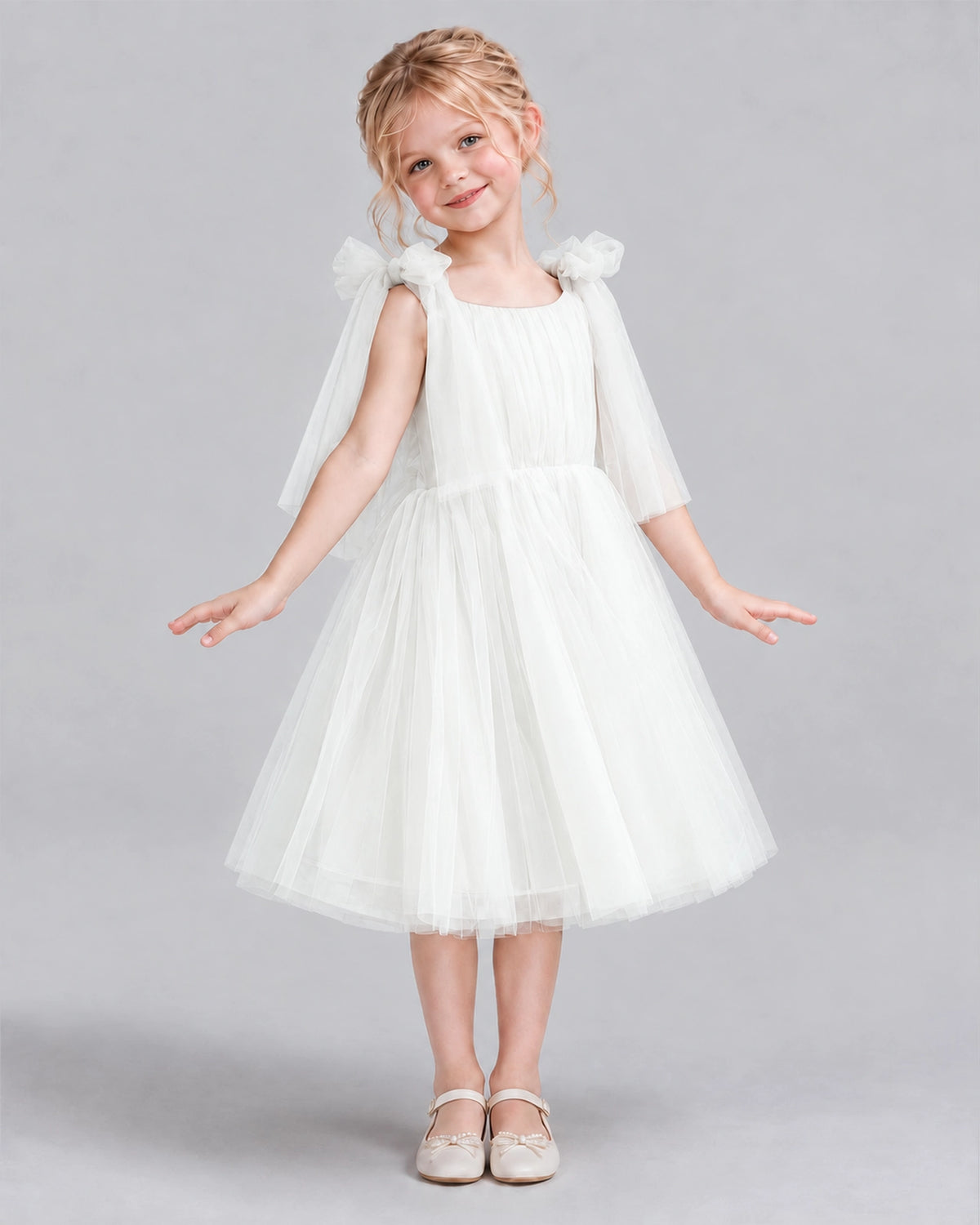 Ivory A-line Flower Girl Dresses Side