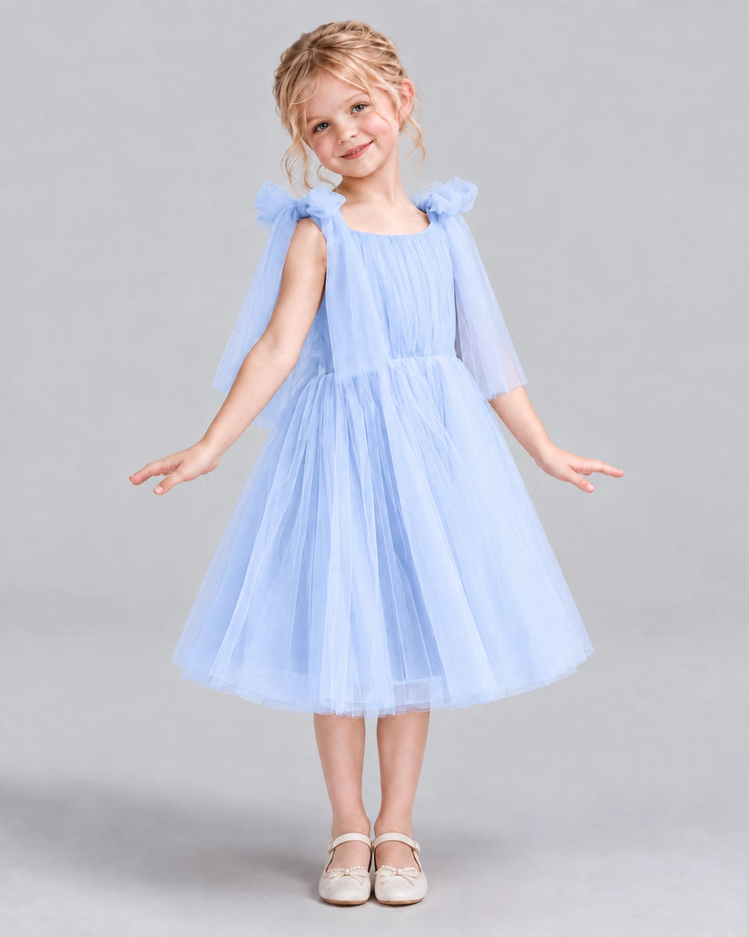 Lavender A-line Flower Girl Dresses Side