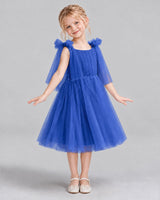 Royal Blue A-line Flower Girl Dresses Side