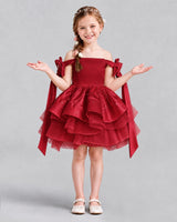 Burgundy A-line Girls Formal Dresses Back