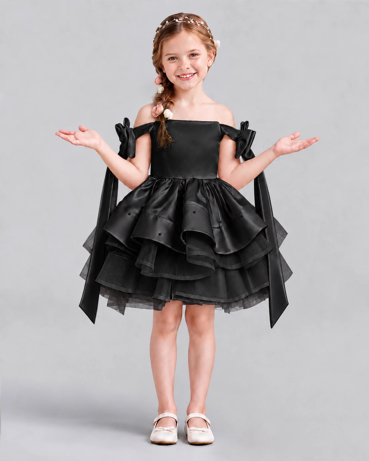 Black A-line Girls Formal Dresses Back
