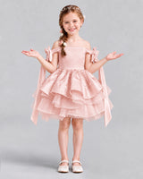 Blush Pink A-line Girls Formal Dresses Back