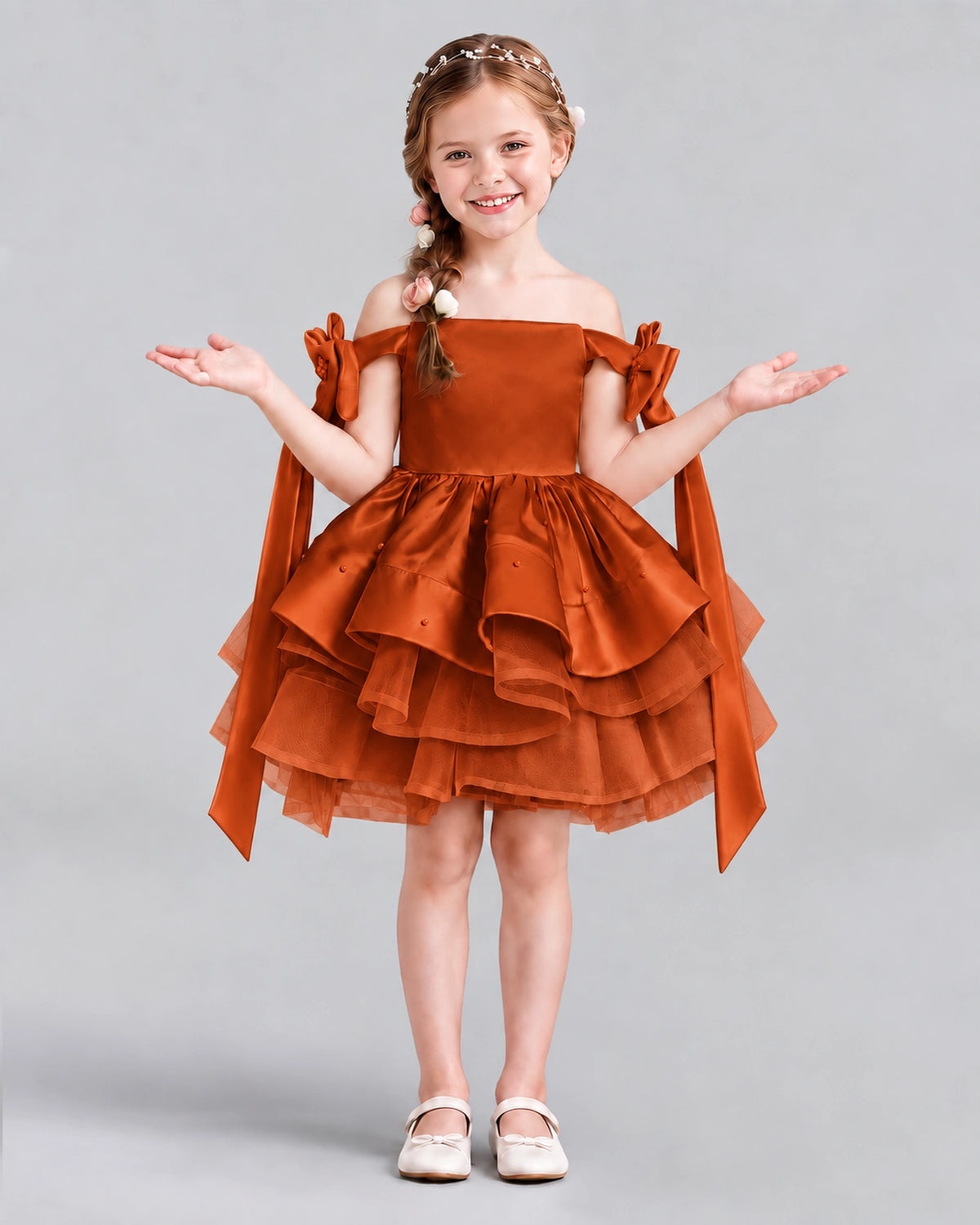 Burnt Orange A-line Girls Formal Dresses Back
