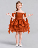 Burnt Orange A-line Girls Formal Dresses Back