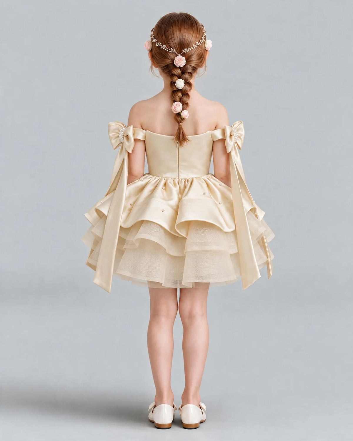 Champagne A-line Girls Formal Dresses Back [Shared]