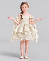 Champagne A-line Girls Formal Dresses Front