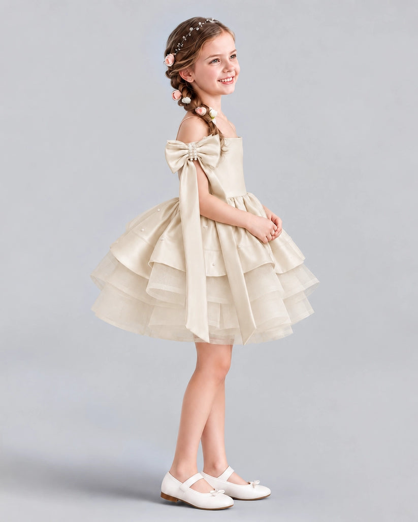 Champagne A-line Girls Formal Dresses Side [Shared]