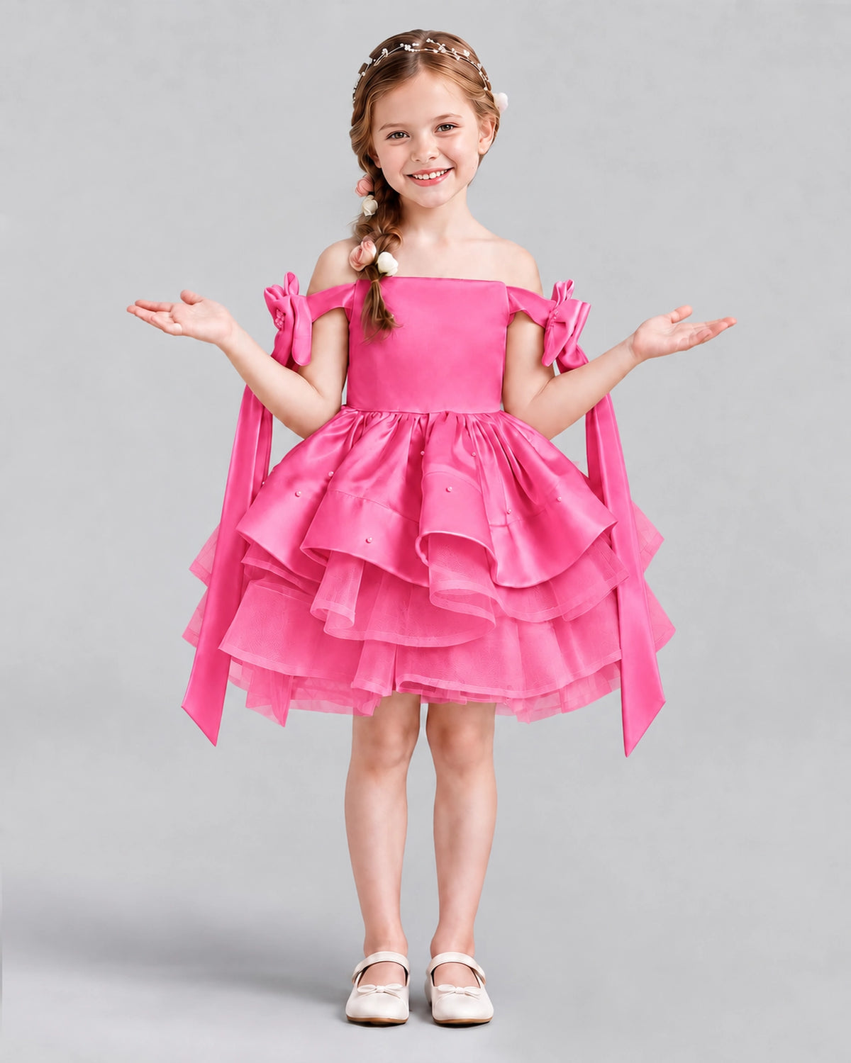 Hot Pink A-line Girls Formal Dresses Back