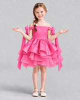 Hot Pink A-line Girls Formal Dresses Back