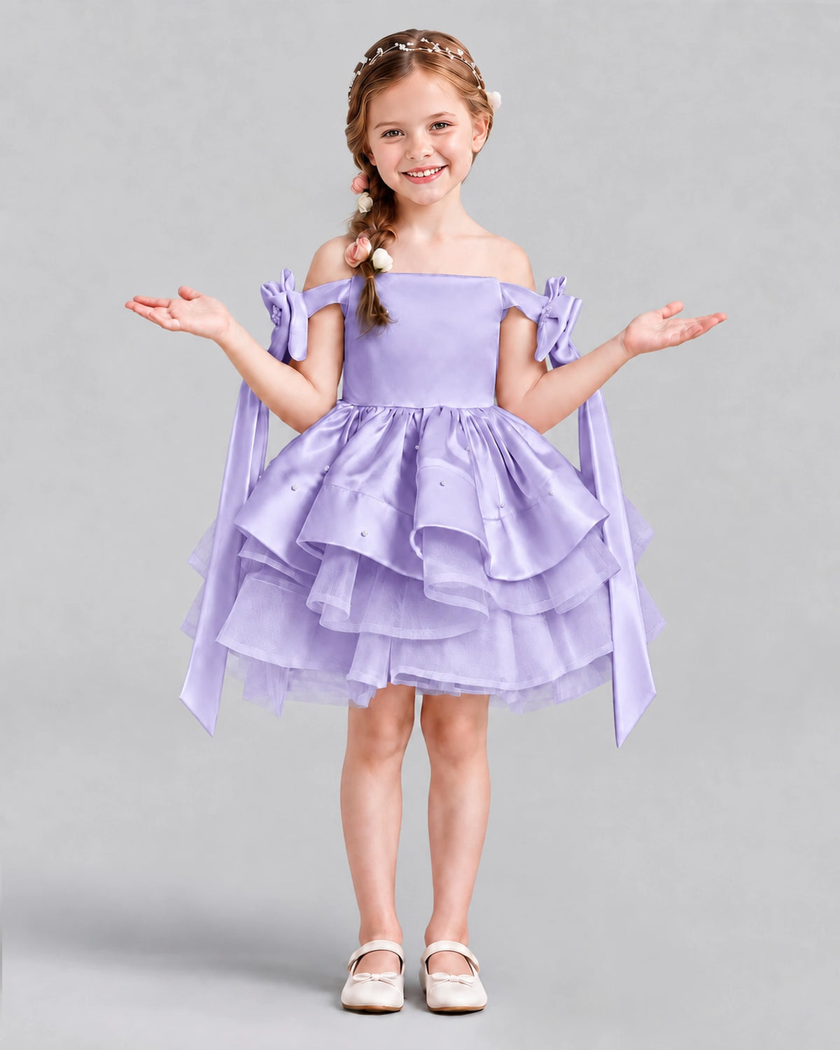Lavender A-line Girls Formal Dresses Back