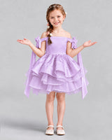 Lilac A-line Girls Formal Dresses Back