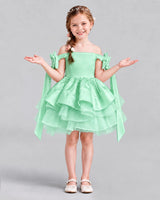 Mint Green A-line Girls Formal Dresses Back