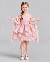 Pink A-line Girls Formal Dresses Back