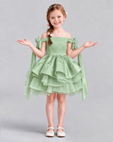 Sage Green A-line Girls Formal Dresses Back