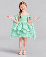 Turquoise A-line Girls Formal Dresses Back
