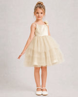 Champagne Tulle Ball Gown Girls Formal Dress Front View