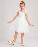 Ivory Tulle A-line Girls Formal Dress Front View
