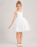 Ivory Tulle Ball Gown Girls Formal Dress Front View