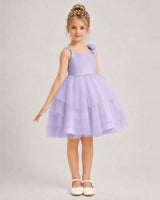 Lavender Tulle A-line Girls Formal Dress Front View