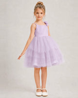 Lilac Tulle A-line Girls Formal Dress Front View