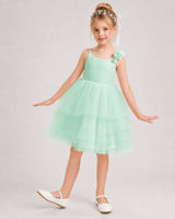 Mint Green Tulle A-line Girls Formal Dress Front View