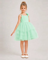 Mint Green Tulle A-line Girls Formal Dress Front View