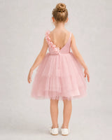 Pink Tulle A-line Girls Formal Dress Back View
