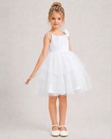 White Tulle A-line Girls Formal Dress Front View