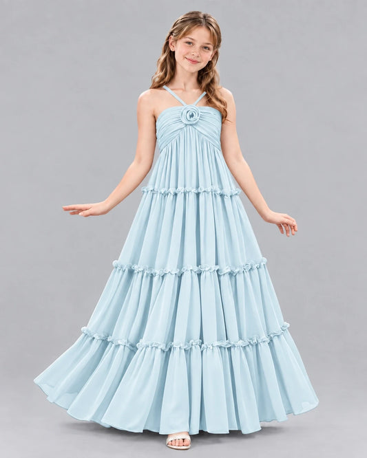 Baby Blue Ball Gown Junior Bridesmaid Dresses Front