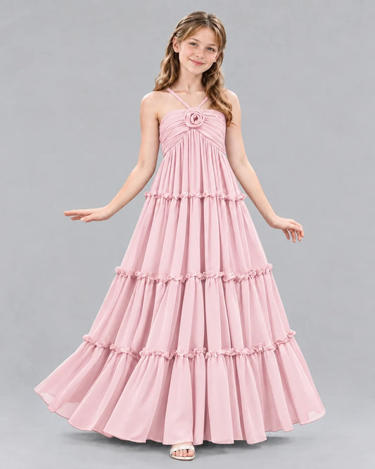 Pink Ball Gown Junior Bridesmaid Dresses Front