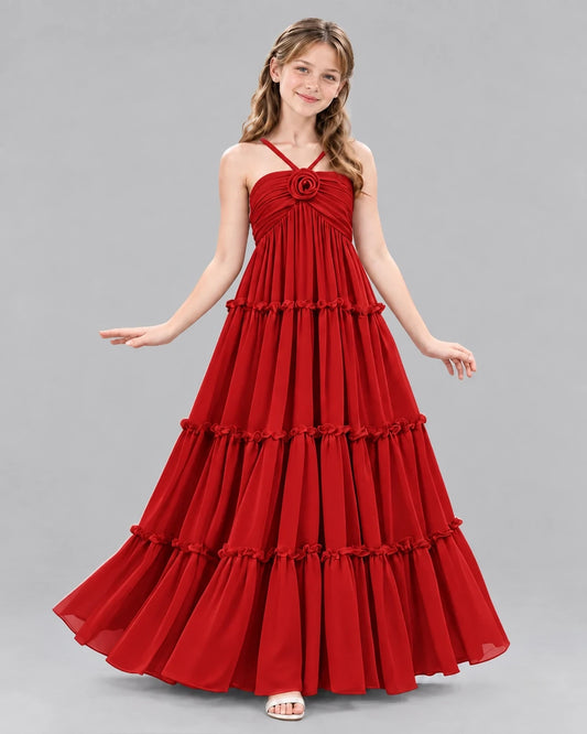 Red Ball Gown Junior Bridesmaid Dresses Front