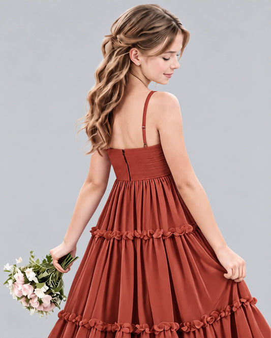 Vermilion Ball Gown Junior Bridesmaid Dresses Back  [Shared]