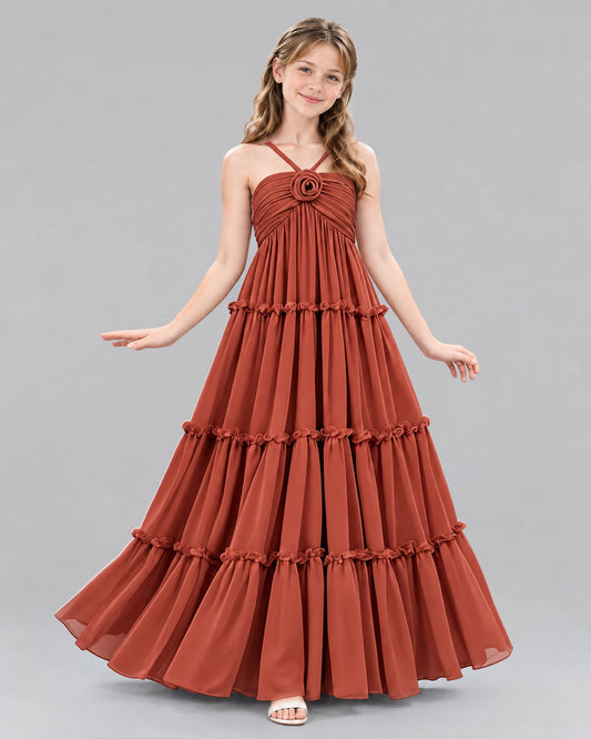 Vermilion Ball Gown Junior Bridesmaid Dresses Front