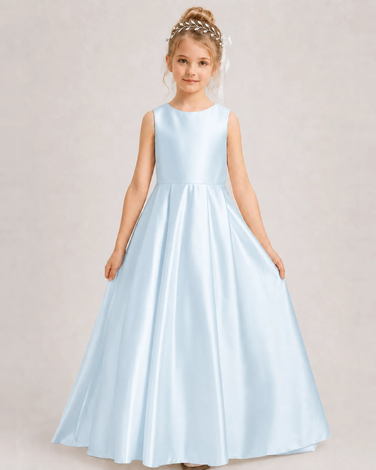 Baby Blue A-line Girls Formal Dresses Side