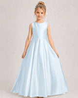 Baby Blue A-line Girls Formal Dresses Side