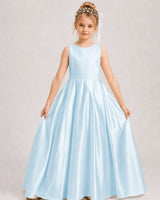 Baby Blue A-line Girls Formal Dresses Front