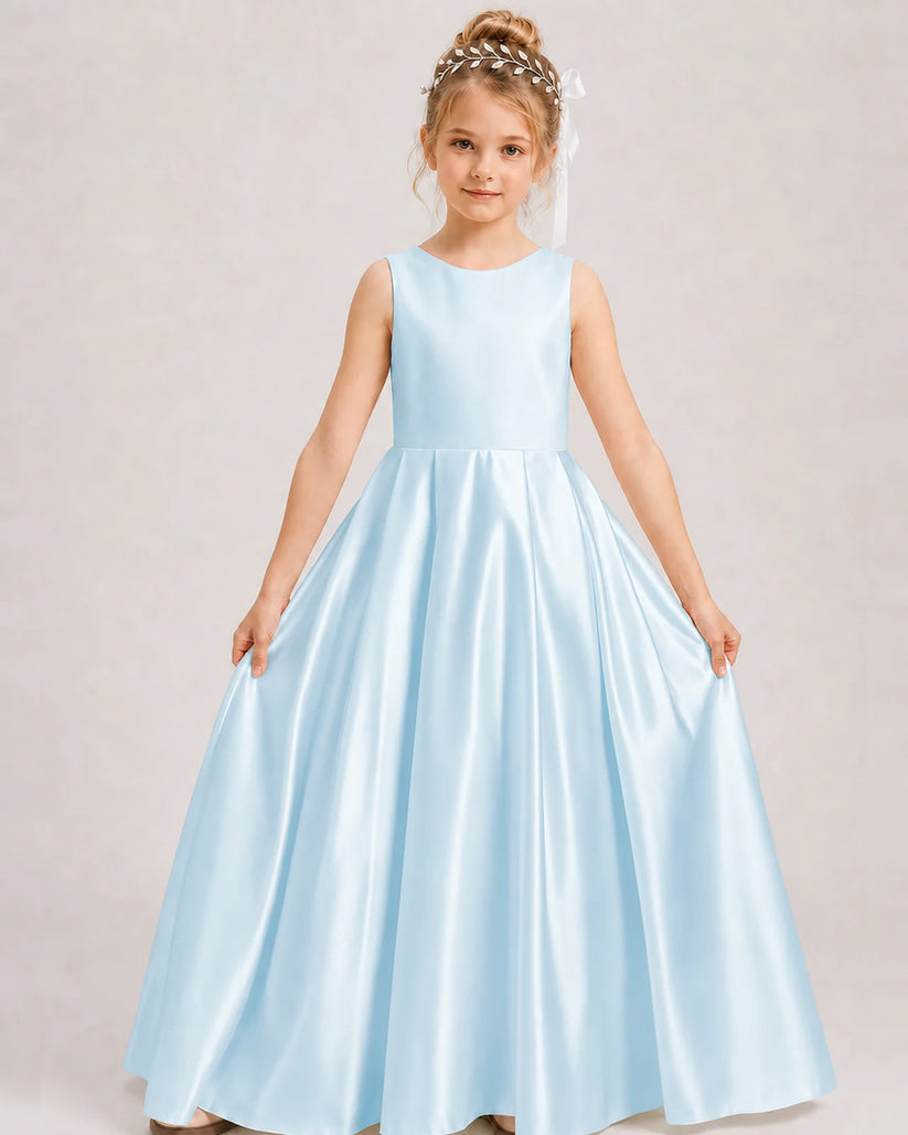 Baby Blue A-line Girls Formal Dresses Front