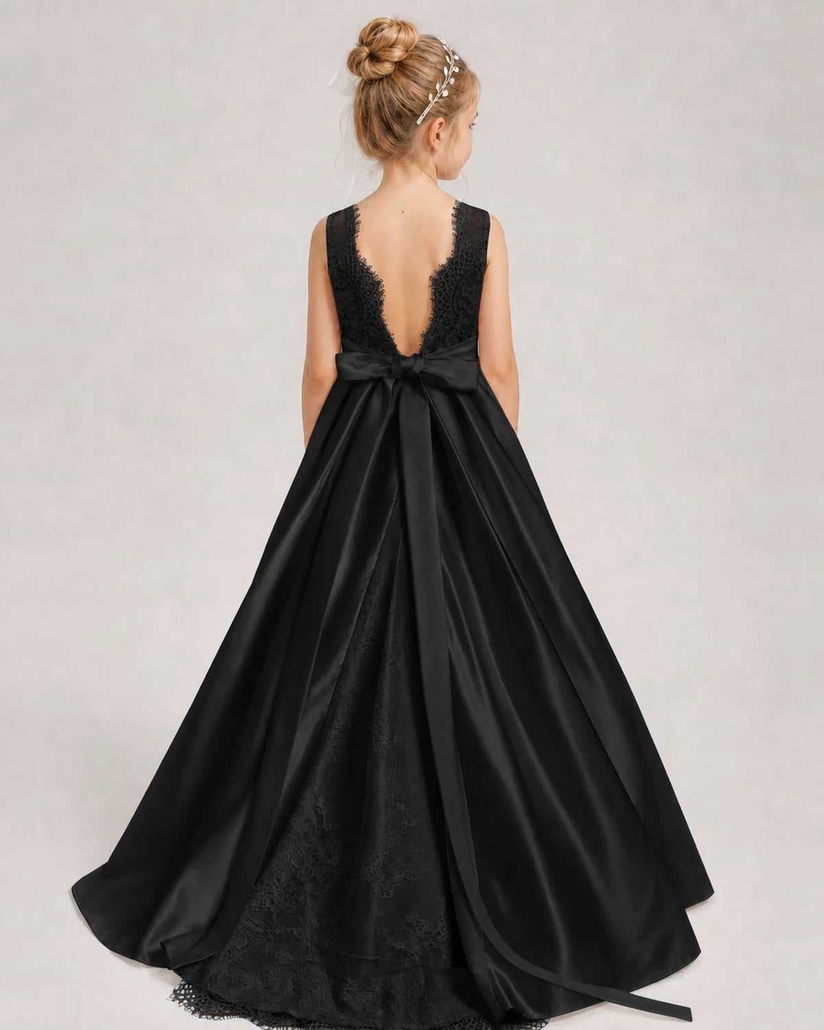 Black A-line Girls Formal Dresses Back