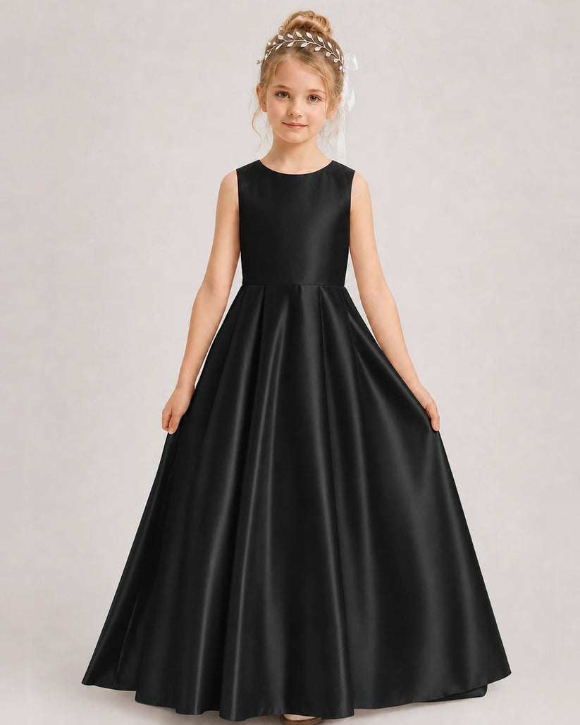 Black A-line Girls Formal Dresses Side