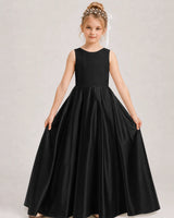 Black A-line Girls Formal Dresses Front