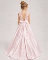 Blush Pink A-line Girls Formal Dresses Back