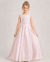 Blush Pink A-line Girls Formal Dresses Side