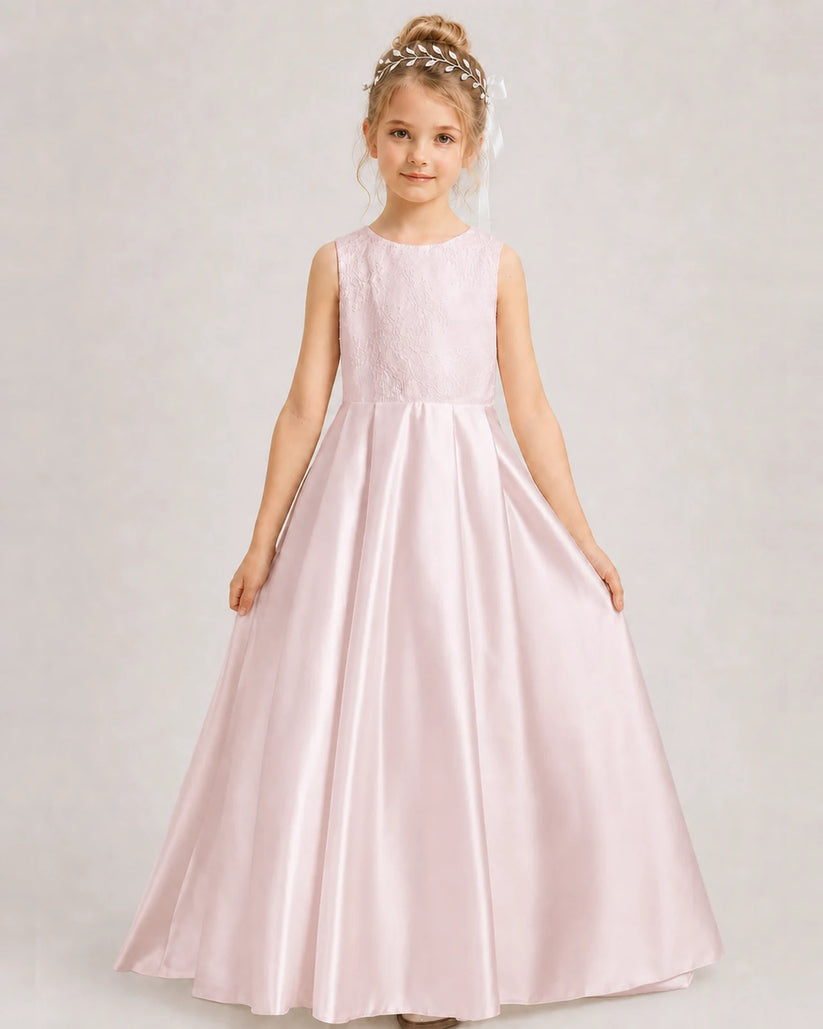 Blush Pink A-line Girls Formal Dresses Side