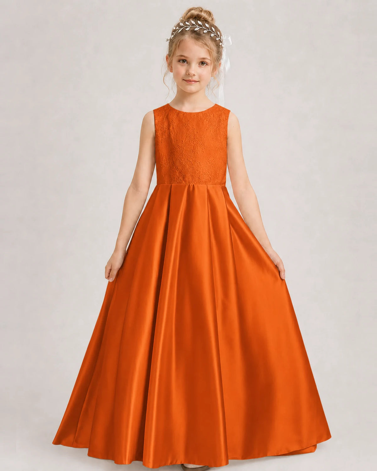 Burnt Orange A-line Girls Formal Dresses Side