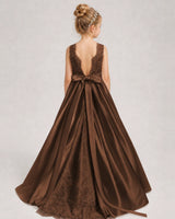 Chocolate A-line Girls Formal Dresses Back
