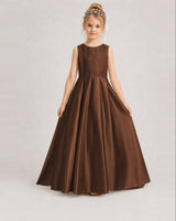 Chocolate A-line Girls Formal Dresses Side