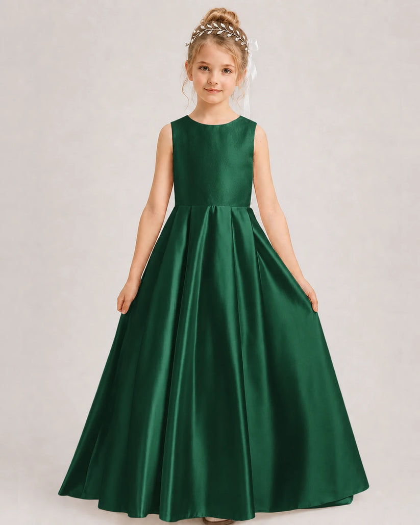 Dark Green A-line Girls Formal Dresses Side