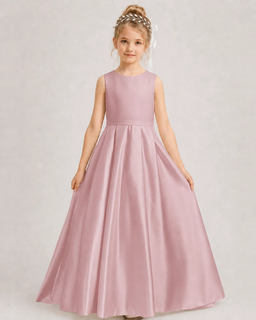 Dusty Rose A-line Girls Formal Dresses Side