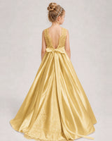 Gold A-line Girls Formal Dresses Back