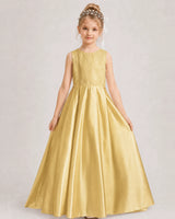 Gold A-line Girls Formal Dresses Side